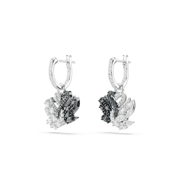 Swarovski Swan Drop Earrings Swan Black Rhodium plated