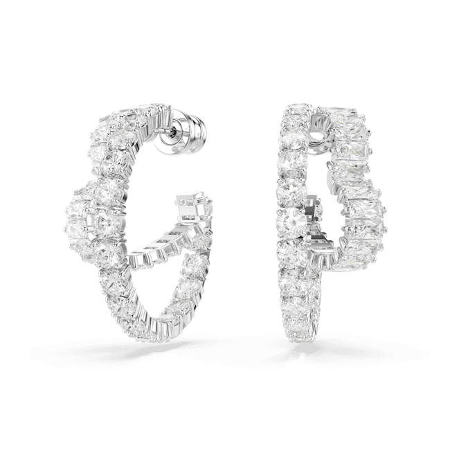 Swarovski Matrix Hoop Earrings Mixed cuts Heart White Rhodium plated | Accessories | departure-to-desk | Earrings | Fashion Jewellery | Spring Festival | Women | Women Earrings | Womens Swarovski Matrix Hoop Earrings Mixed cuts Heart White Rhodium plated | Accessories | departure-to-desk | Earrings | Fashion Jewellery | Spring Festival | Women | Women Earrings | Womens