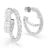 Swarovski Matrix Hoop Earrings Mixed cuts Heart White Rhodium plated
