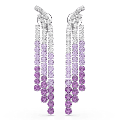 Swarovski Matrix Clip Earrings Color gradient Round cuts Purple Rhodium plated