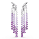 Swarovski Matrix Clip Earrings Color gradient Round cuts Purple Rhodium plated