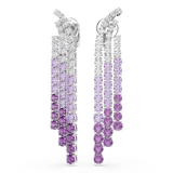 Swarovski Matrix Clip Earrings Color gradient Round cuts Purple Rhodium plated