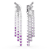 Swarovski Matrix Clip Earrings Color gradient Round cuts Purple Rhodium plated