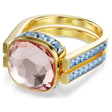Swarovski Chroma Ring, Cushion cut, Multicolored, 18K gold finish
