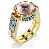 Swarovski Chroma Ring, Cushion cut, Multicolored, 18K gold finish