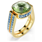 Swarovski Chroma Ring, Cushion cut, Multicolored, 18K gold finish