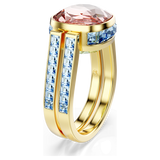 Swarovski Chroma Ring, Cushion cut, Multicolored, 18K gold finish
