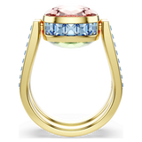 Swarovski Chroma Ring, Cushion cut, Multicolored, 18K gold finish