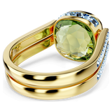 Swarovski Chroma Ring, Cushion cut, Multicolored, 18K gold finish