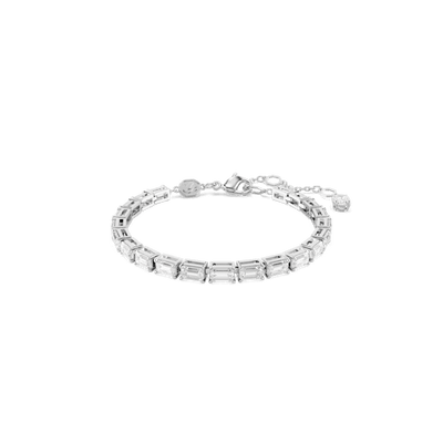 Swarovski Matrix Tennis Bracelet Baguette Cut White Rhodium Plated