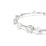 Swarovski Constella bracelet, Crystal pearl, Round cuts, White, Rhodium plated