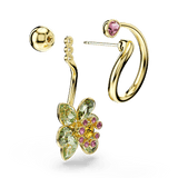 Swarovski Idyllia Drop Earrings Asymmetrical design Mixed cuts Flower Multicolored Gold-tone plated