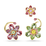 Swarovski Idyllia Ear Cuff Set (3) Asymmetrical design Mixed cuts Flower Multicolored Gold-tone plated
