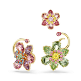 Swarovski Idyllia Ear Cuff Set (3) Asymmetrical design Mixed cuts Flower Multicolored Gold-tone plated