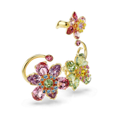 Swarovski Idyllia Ear Cuff Set (3) Asymmetrical design Mixed cuts Flower Multicolored Gold-tone plated