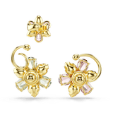Swarovski Idyllia Ear Cuff Set (3) Asymmetrical design Mixed cuts Flower Multicolored Gold-tone plated