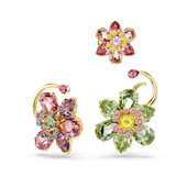 Swarovski Idyllia Ear Cuff Set (3) Asymmetrical design Mixed cuts Flower Multicolored Gold-tone plated