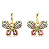 Swarovski Idyllia Drop Earrings Mixed cuts Pavé Butterfly Multicolored Gold-tone plated