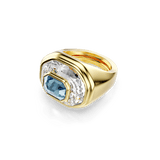 Swarovski Chroma cocktail Ring Octagon cut Blue Gold-tone plated