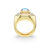 Swarovski Chroma cocktail Ring Octagon cut Blue Gold-tone plated