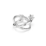 Swarovski Matrix Cocktail Ring Crystal Pearl Round Cut White Rhodium Plated