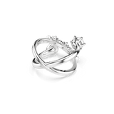 Swarovski Matrix Cocktail Ring Crystal Pearl Round Cut White Rhodium Plated