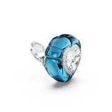 Swarovski Dulcis Clip Earrings Heart cut Pavé Heart Blue Rhodium plated