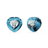 Swarovski Dulcis Clip Earrings Heart cut Pavé Heart Blue Rhodium plated