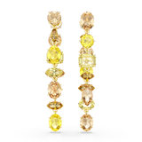 Swarovski Gema Drop Earrings Asymmetrical Design Mixed Cuts Long Yellow Gold-Tone Plated