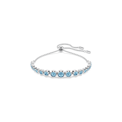 Swarovski Imber Tennis Bracelet Mixed Round Cuts Blue Rhodium Plated