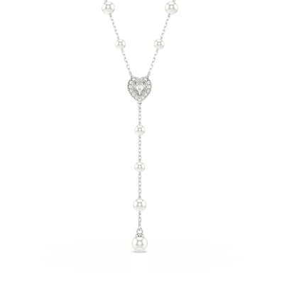 Swarovski Ariana Grande x Swarovski Y Necklace Crystal pearl Mixed cuts Heart White Rhodium plated