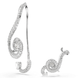 Swarovski Ariana Grande x Clip Earrings Asymmetrical design Crystal pearl Baguette cut White Rhodium plated