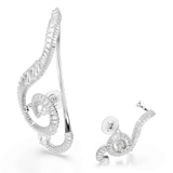 Swarovski Ariana Grande x Clip Earrings Asymmetrical design Crystal pearl Baguette cut White Rhodium plated