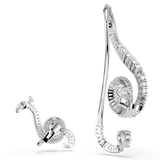 Swarovski Ariana Grande x Clip Earrings Asymmetrical design Crystal pearl Baguette cut White Rhodium plated