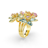 Swarovski Idyllia Ring Mixed Cuts Flower Multicolored Gold-Tone Plated