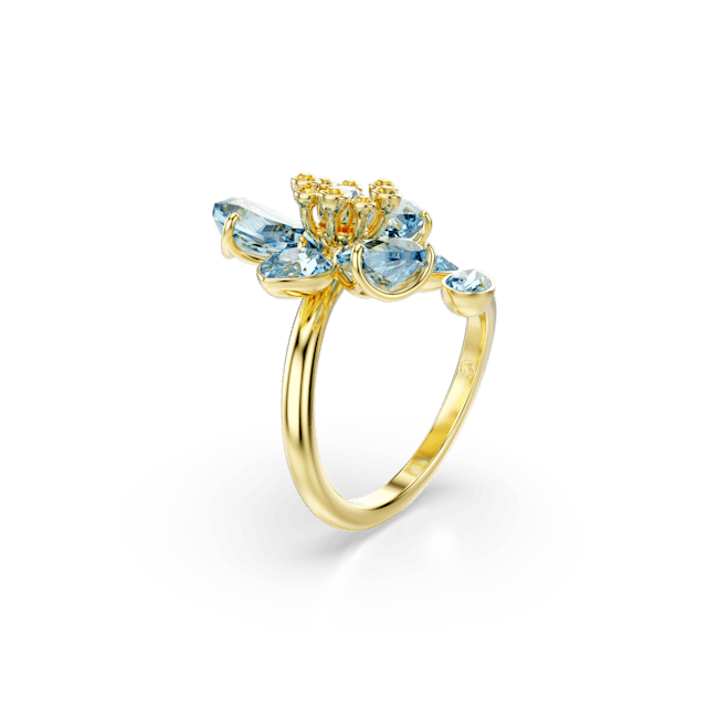 Swarovski Idyllia Open Ring Mixed Cuts Flower Blue Gold-Tone Plated | Accessories | Fashion Jewellery | Ring | Women | Women Rings | Womens Swarovski Idyllia Open Ring Mixed Cuts Flower Blue Gold-Tone Plated | Accessories | Fashion Jewellery | Ring | Women | Women Rings | Womens