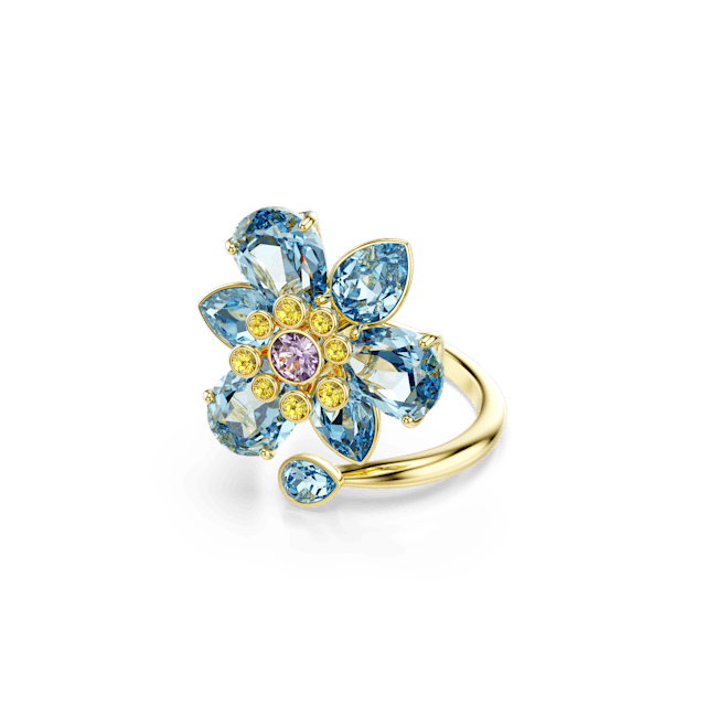 Swarovski Idyllia Open Ring Mixed Cuts Flower Blue Gold-Tone Plated | Accessories | Fashion Jewellery | Ring | Women | Women Rings | Womens Swarovski Idyllia Open Ring Mixed Cuts Flower Blue Gold-Tone Plated | Accessories | Fashion Jewellery | Ring | Women | Women Rings | Womens
