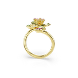 Swarovski Idyllia Open Ring Mixed Cuts Flower Green Gold-Tone Plated