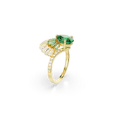 Swarovski Idyllia Ring Mixed Cuts Shell Green Gold-Tone Plated