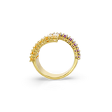 Swarovski Matrix Ring Mixed Cuts Multicolored Gold-Tone Plated