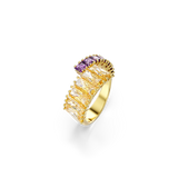 Swarovski Matrix Ring Mixed Cuts Multicolored Gold-Tone Plated Size 52