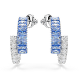 Swarovski Matrix Hoop Earrings Mixed Cuts Blue Rhodium Plated