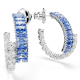 Swarovski Matrix Hoop Earrings Mixed Cuts Blue Rhodium Plated
