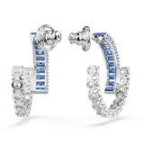 Swarovski Matrix Hoop Earrings Mixed Cuts Blue Rhodium Plated