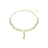 Swarovski Constella Y Necklace Mixed Cuts Green Gold-Tone Plated