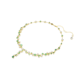 Swarovski Constella Y Necklace Mixed Cuts Green Gold-Tone Plated