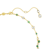 Swarovski Constella Y Necklace Mixed Cuts Green Gold-Tone Plated