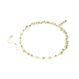 Swarovski Constella Y Necklace Mixed Cuts Green Gold-Tone Plated