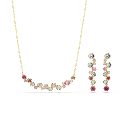 Swarovski Constella set, Mixed cuts, Multicolored, Gold-tone plated