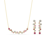 Swarovski Constella set, Mixed cuts, Multicolored, Gold-tone plated